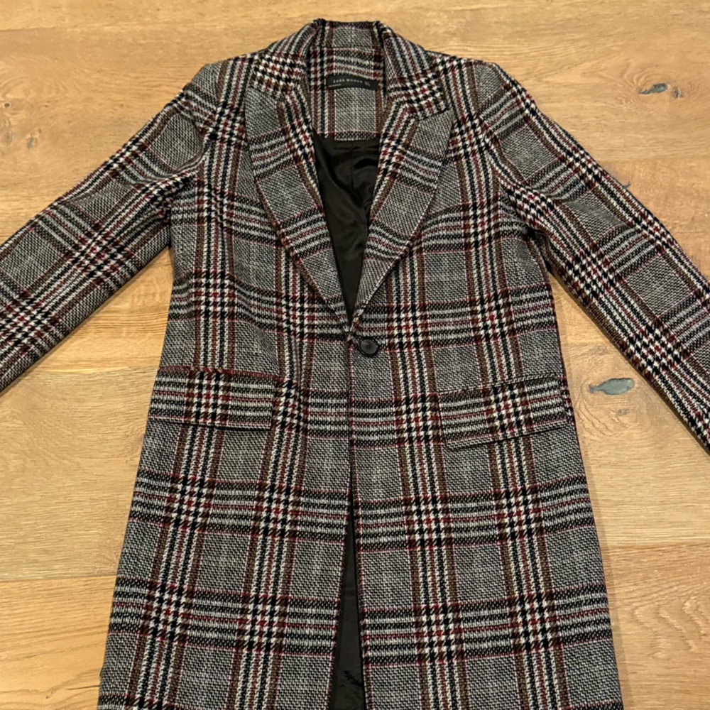 Zara Checkered coat - Black, Red, White